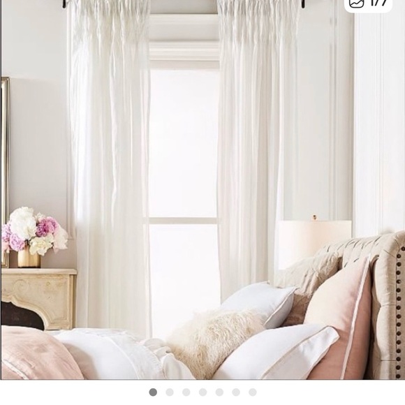 Pottery Barn Organic Cotton Smocked Sheer Drape set of 4 - Picture 5 of 5